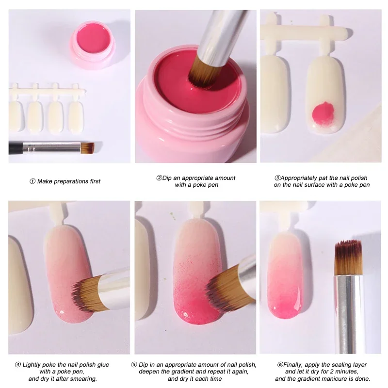 Useful Nail Art Gradient Poke Pen Oblique Round Manicure Uv Gel Color Transition Painting Pen Wooden Nail Tools Accesoires Set