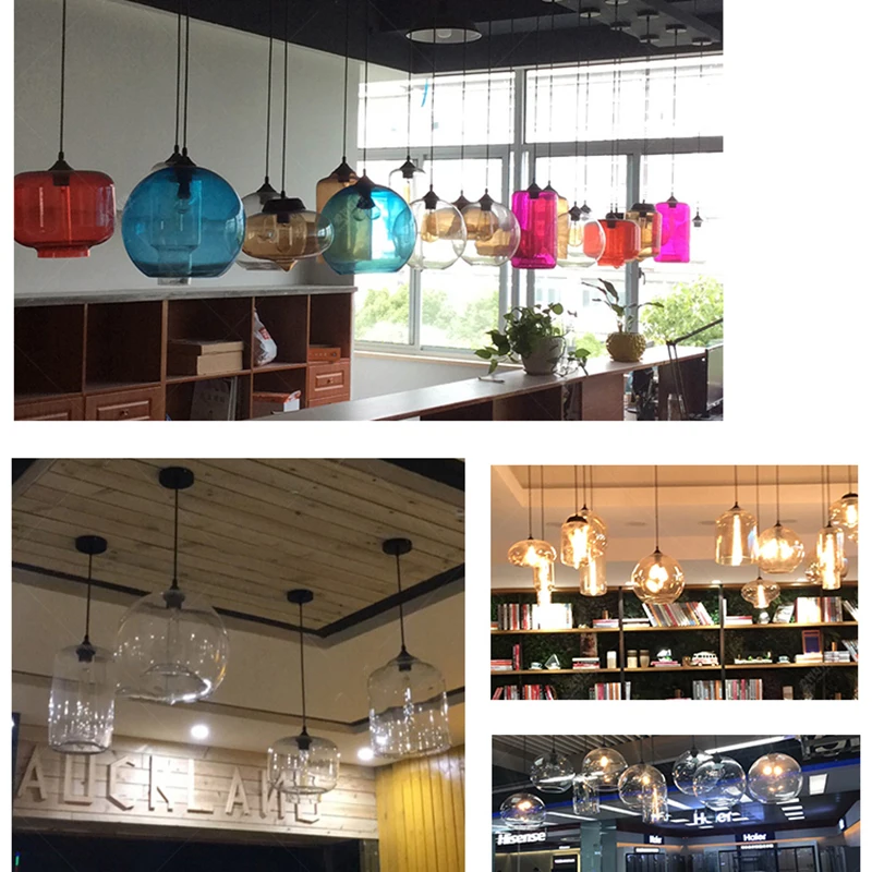 LED Chandelier Ceiling Chandelier Modern Restaurant Chandelier Light Blown Colorful Glass Lampshade Glass Ceiling Hanging Lamps Living Room Coffee Room Office