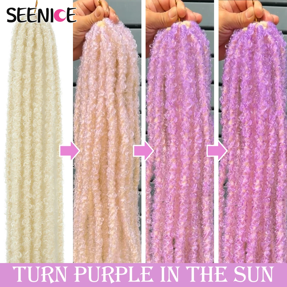 24Inch Color Changing Butterfly Locs Crochet Hair Synthetic Dreadlocks Meche Faux Locks Curly Braid Hair Extensions for Women