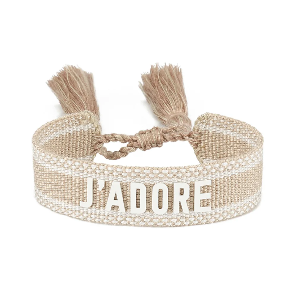 Europe and the United States silicone letters woven bracelet female fashion gift handmade tassel braided bracelet rope