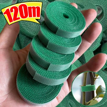 120/2m Self Adhesive Adjustable Plant Nylon Cable Tie Green Plants Hook Loop Support Garden Twine Bandage Fasteners Tape Strips
