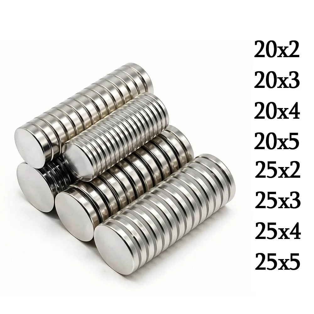 Superstarker runder Neodym-Magnet, leistungsstarke Magnete, N35, kleiner permanenter magnetischer NdfeB-Kühlschrankmagnet, 20 x 2, 20 x 3, 20 x 5, 25 x 2 – Detail 1