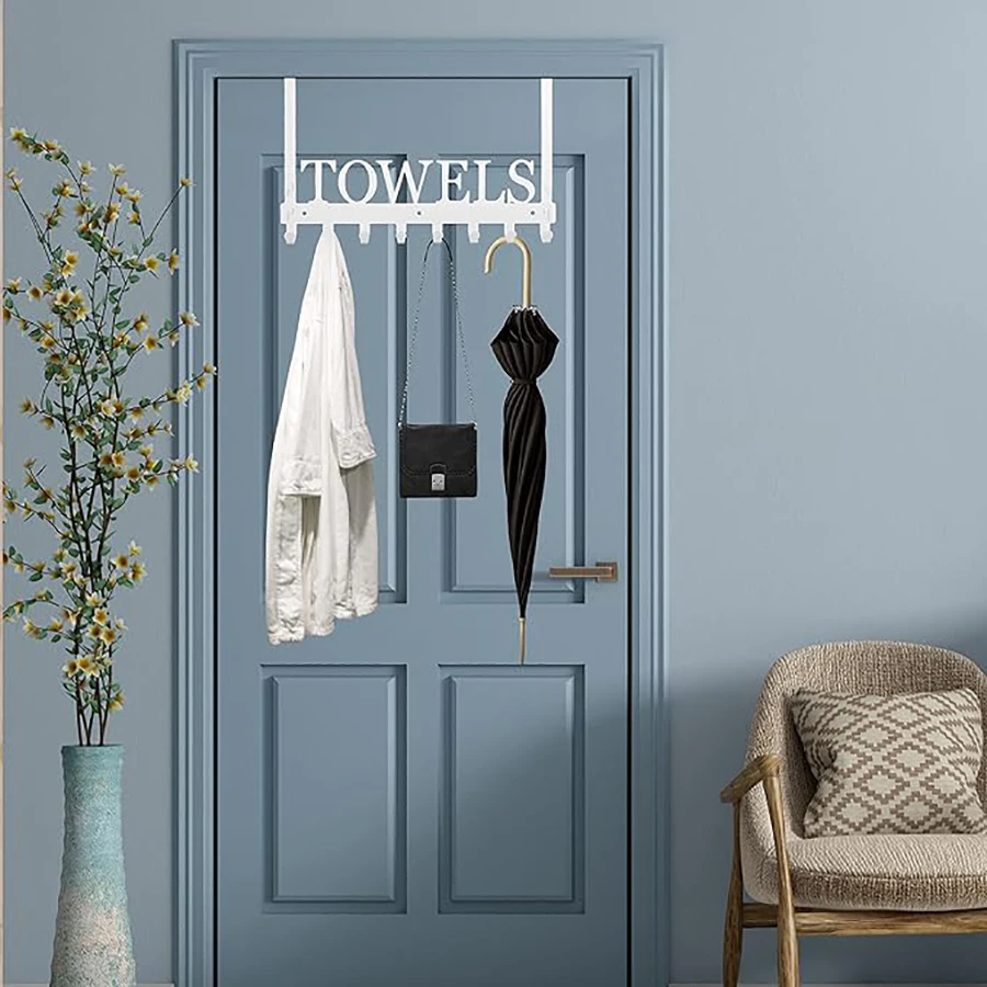 Bathroom Coat Hooks No-Punch Back Door Coat Hooks Home Storage Iron Towel Heavy Duty Door Hooks