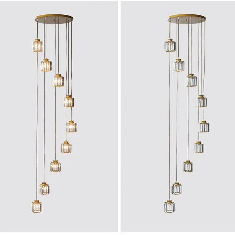 

L XL Spiral stairwell crystal Chandelier lighting Long stair crystal lamp Indoor project Church Mall LED chandeliers for home