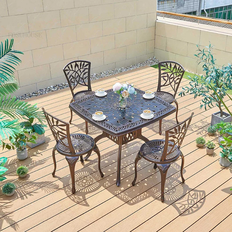 Modern Minimalist Metal Garden Chairs for Outdoor Courtyard Leisure Garden Table Chair Set Aluminum Simple Balcony Tables Chairs