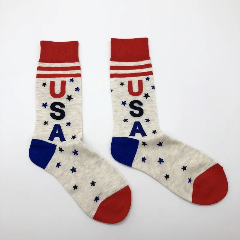 2 Pairs of American Flag Style Personality Stripes Star Letters USA Men's Jacquard Stockings