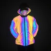 Reversible Men Long Sleeve Jackets Reflective Patchwork Lamb Wool Thick Coat New Colorful Reflect Light Winter Clothing 1