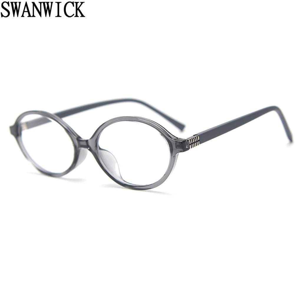 

Очки Swanwick овальные унисекс с прозрачными линзами, маленькие ретро круглые очки для женщин, TR90, с украшением коричневого, зеленого цветов