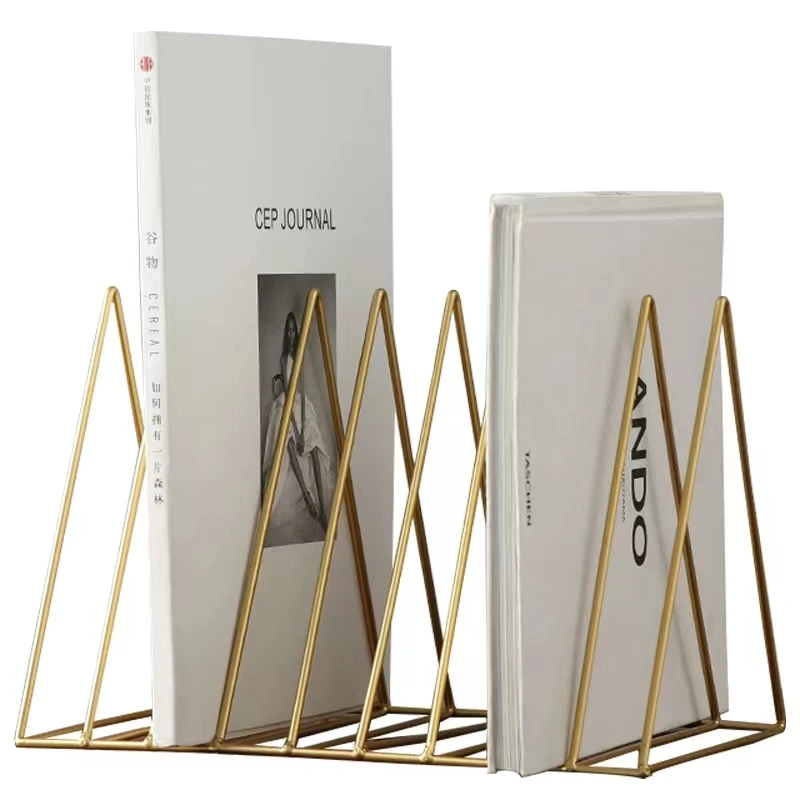 Nordic Simple Iron Triangle Bookshelf Magazine Shelf Living Room Study Desktop Storage Decorative Bookstand
