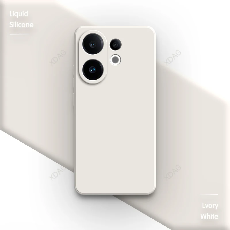 Lens Protection Original Phone Case - Soft Square Liquid Silicone Dual Layer Back Cover