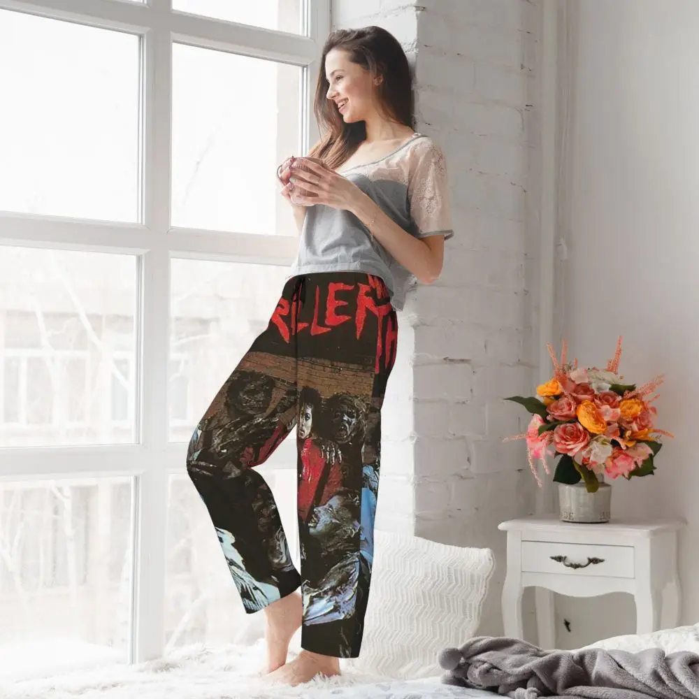 Custom Pop Music Michael J-Jackson Women Pajama Pants Lounge Sleep Sleepwear Bottoms with Pockets