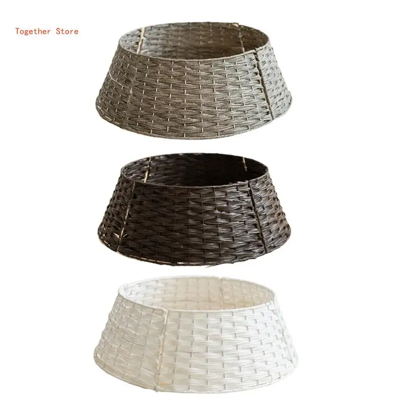 Christmas Tree Skirt Retro Round Basket Xmas Trees Foot Decor Collar 6XDD