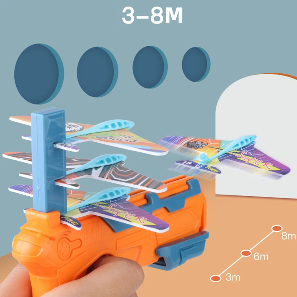 Catapult Plane Gun Toy 3 Bursts Airplane Launcher Toy Foam Airplane For