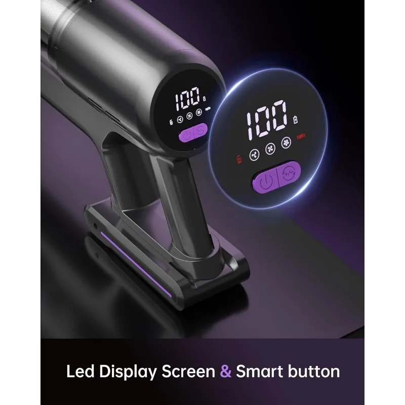 Cordless Vacuum Cleaner with LED Display, 45kpa 550W Brushless Motor, Max 50 Mins Runtime with Detachable Battery, 6 in 1 3