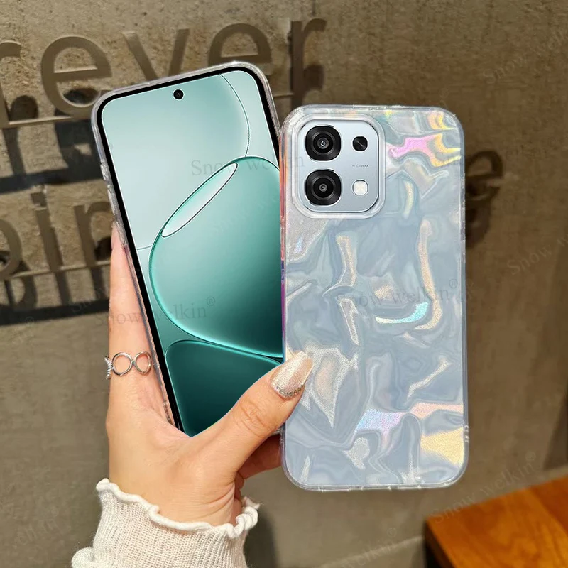 Luxury Laser Silver Gradient Shockproof Phone Case with TPU Bumper