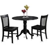 East West Furniture Dublin 3 Piece Kitchen Set for Small Spaces Contains a Round Dining Room Table with Dropleaf and 2 Chairs 1