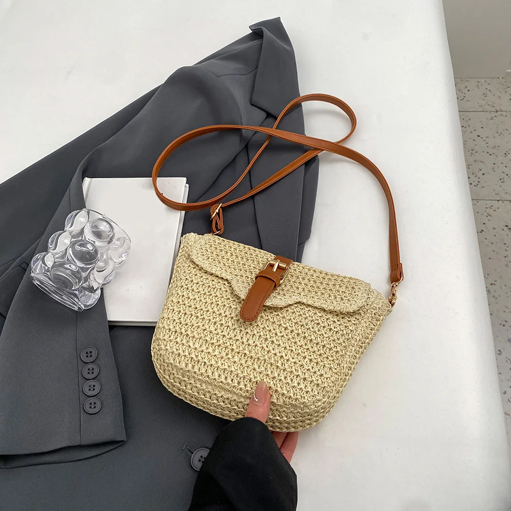 Woven Straw Crossbody Bag for Women Summer Fashion