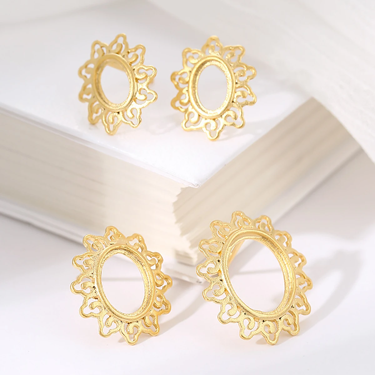 1 pair 925 Sterling Silver Blank Charm Earrings Base Fit Round Oval Cabochon Bead Settings DIY Jewelry Making Supplies