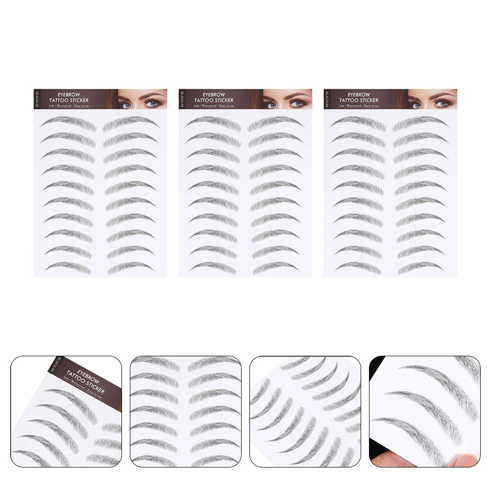 

3 Sheets Waterproof Eyebrow Stickers Makeup for Eyebrows Pigment