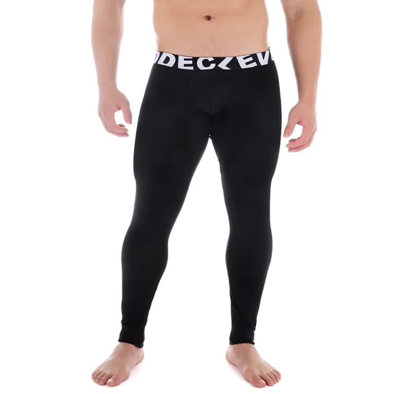 Herren Sexy Modal Seitlich Offene Herbst-Hose Thermounterwäsche Lange Unterhose Tiefsitzende Heimhose Enge Leggings – Detail 5