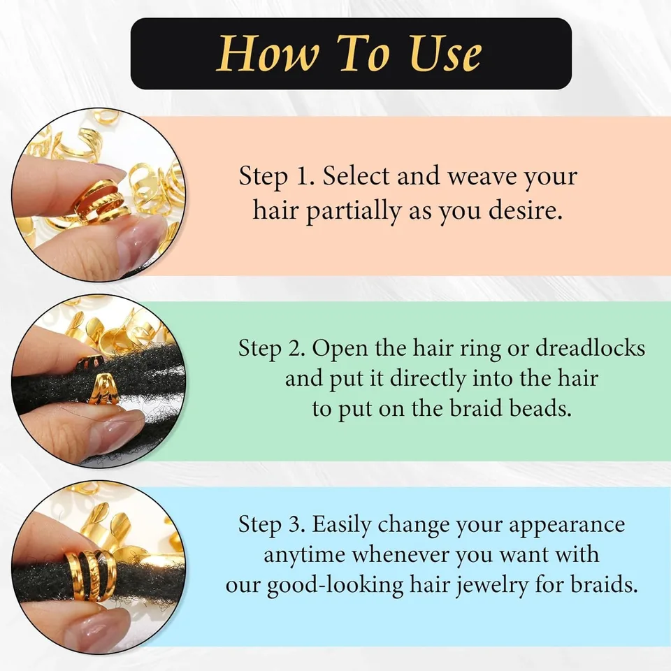 275 Pezzi Accessori Capelli Dreadlock | Anelli Metallici Dorati | Per Trecce E Intrecci - Foto 7