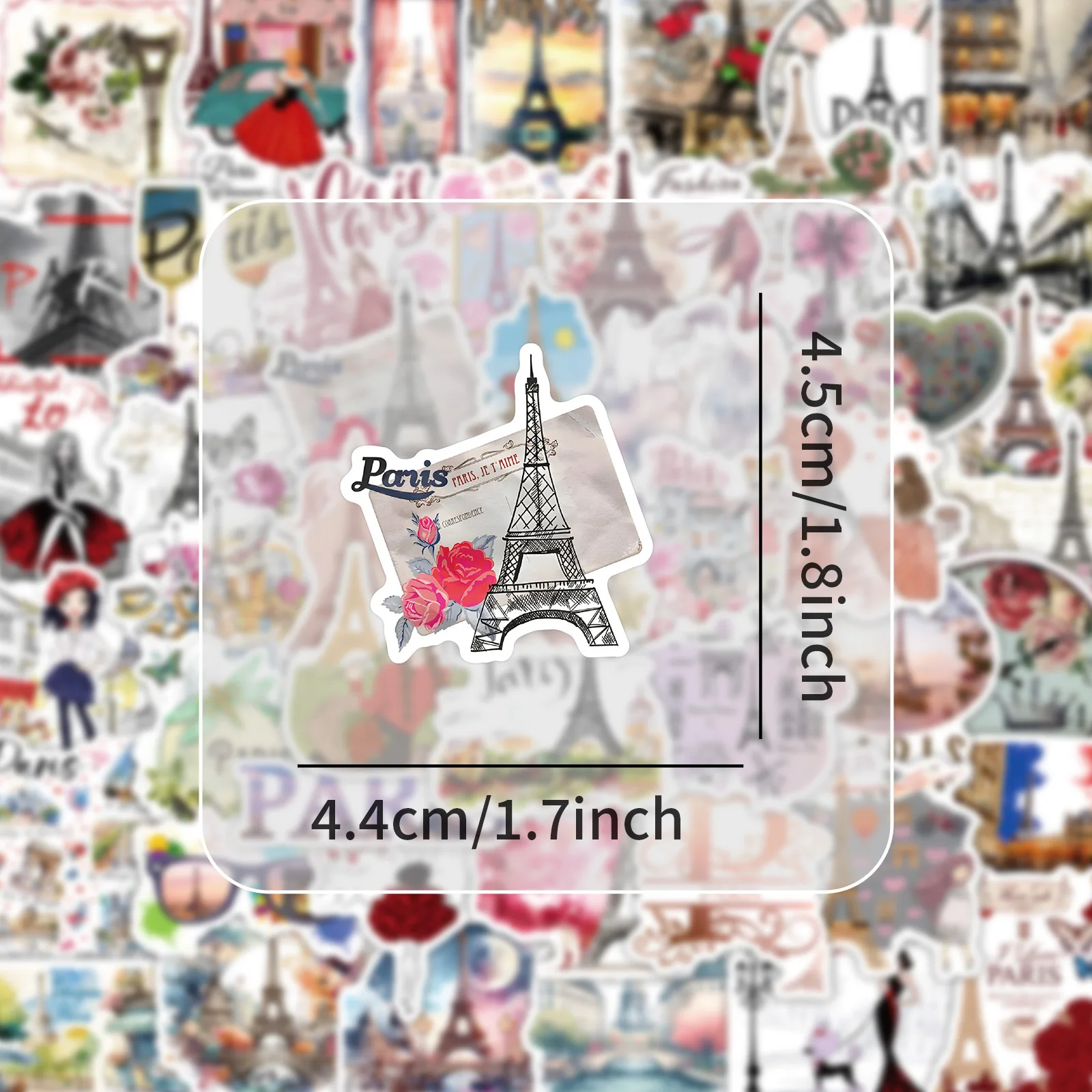 54/108개입 파리 풍경 스티커 DIY 스크랩북 문구류 박스 노트북 파일 홀더 전화 앨범 데칼