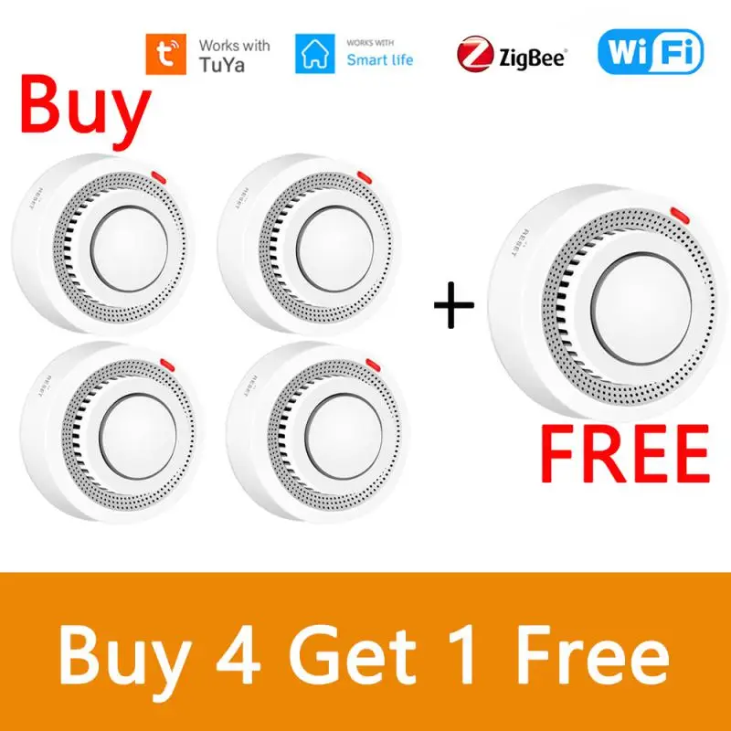 

Tuya WiFi Zigbee Smoke Detector Smoke Alarm Sensor Fire Protection Home Security System Fire Alarm App Control For Smart Life