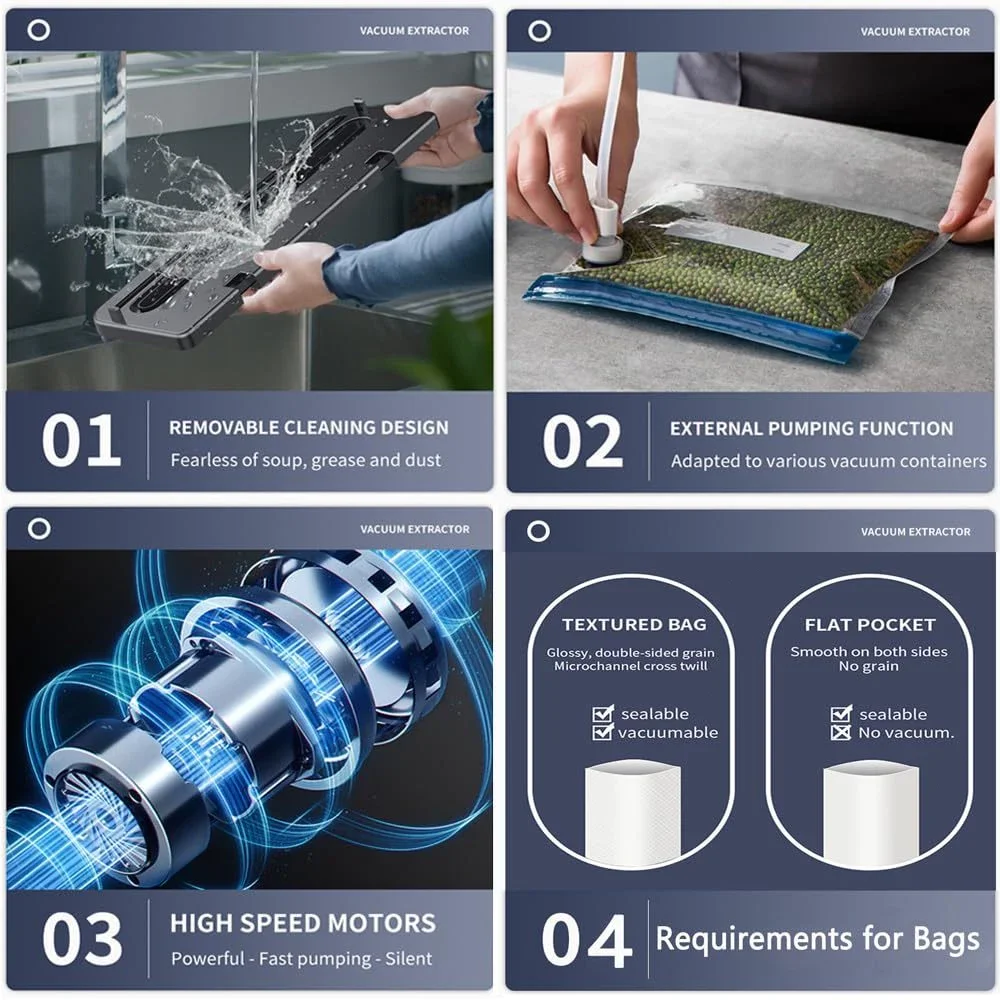 Electric Vacuum Sealer Food Storage Seal Touch Button Dry/Wet Built-in Cutter Kitchen Food Sealing Vacuum packaging machine 6