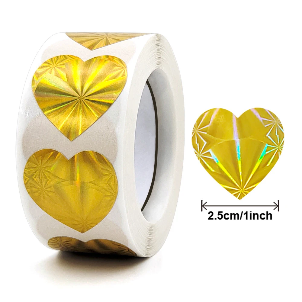 50-500pcs Heart Stickers For Envelopes Valentine's Day Sparkling Heart Stickers Decorative Love Stickers Holiday Decoration