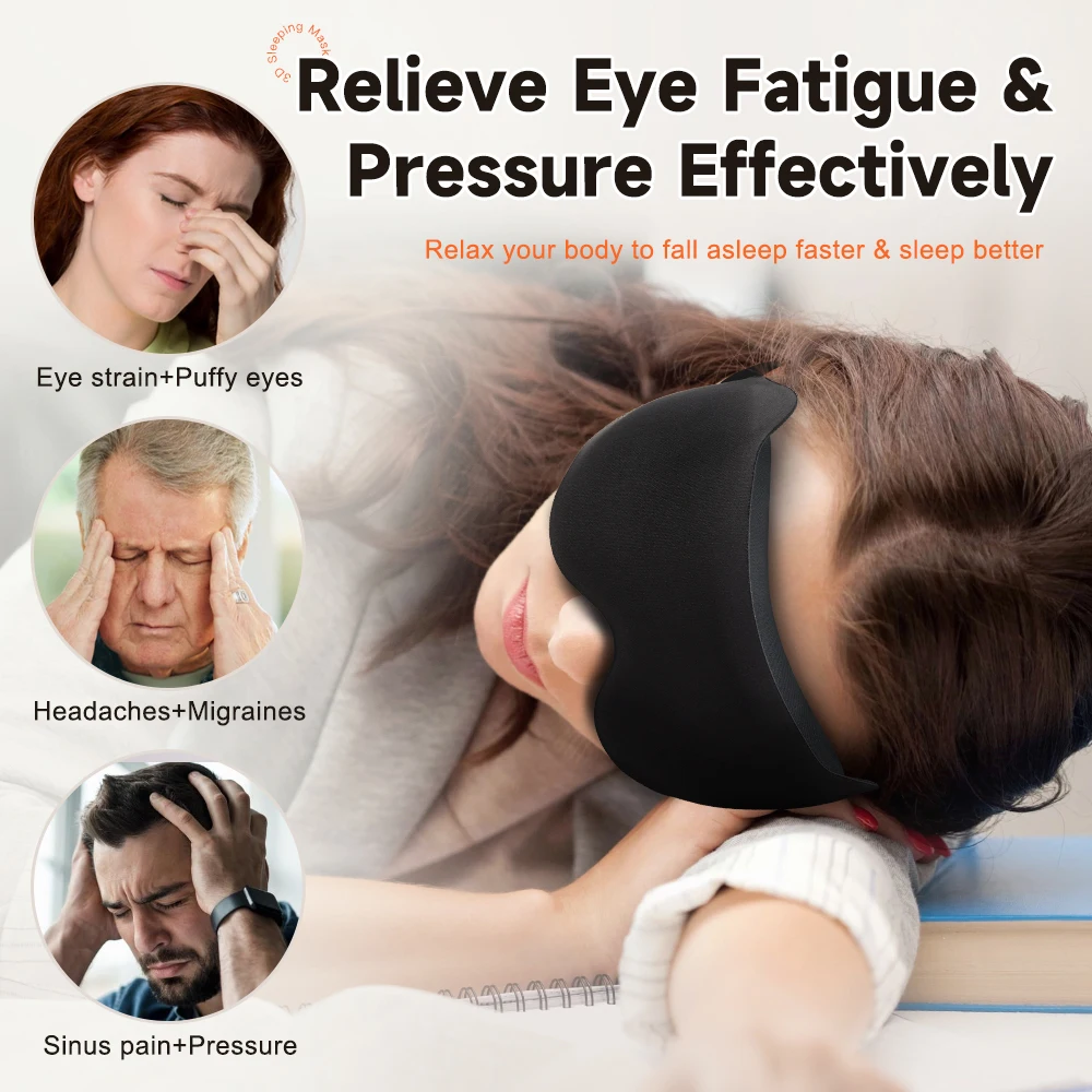 3D Sleeping Mask Eyepatch Blocking Light Eye Mask for Sleeping Soft Padded Slaapmasker Travel Sleeping Aid Sleep Patch 3