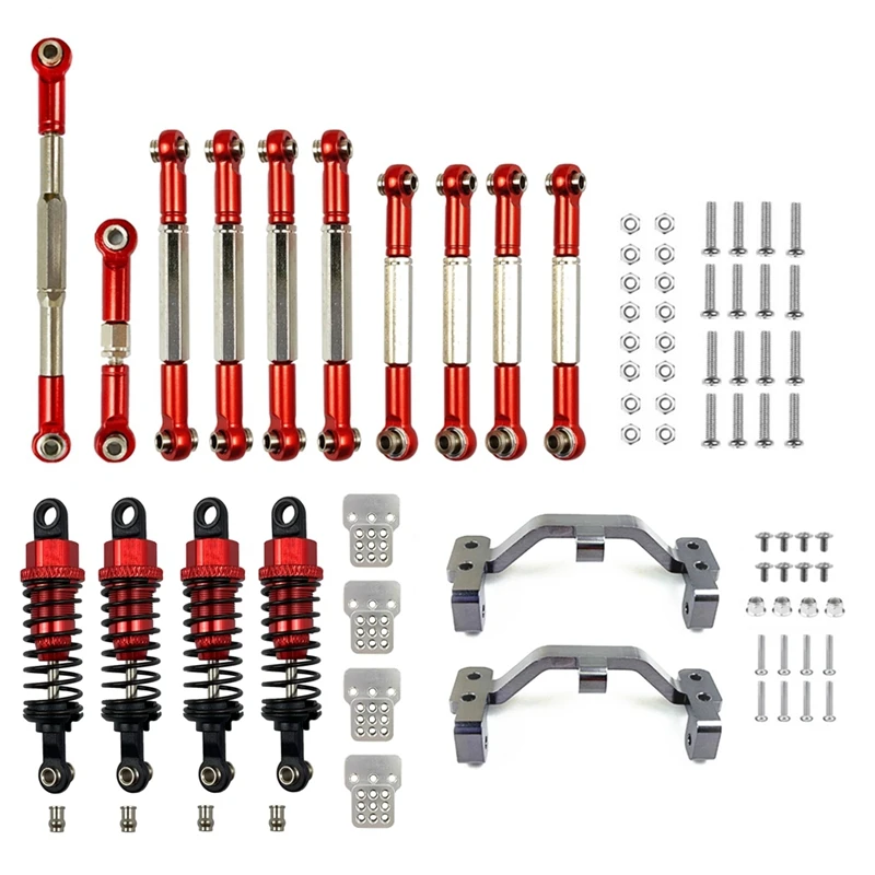 

Metal Steering Link Rod Pull Rod Mount Seat Shock Absorbers Set For WPL C14 C24 C24-1 1/16 RC Car Upgrade Parts