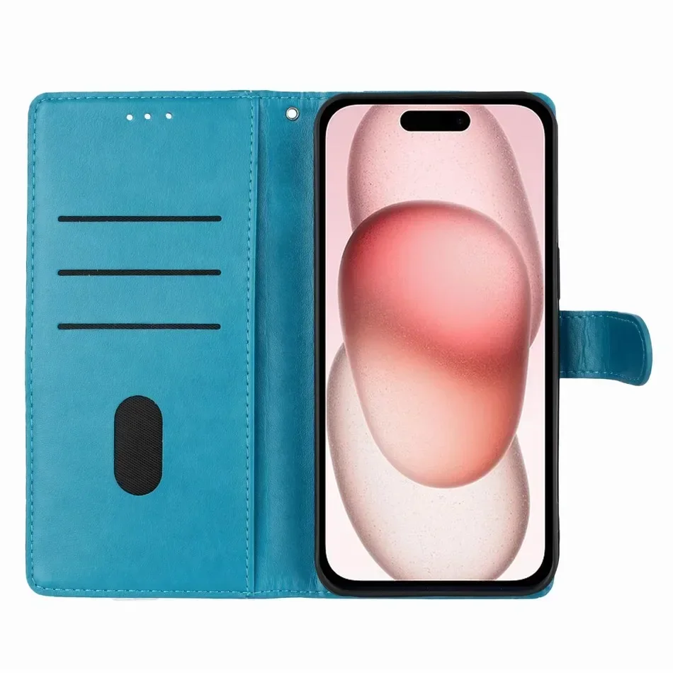 Floral Butterfly Wallet Phone Case with Cash Slots and Protective Cover