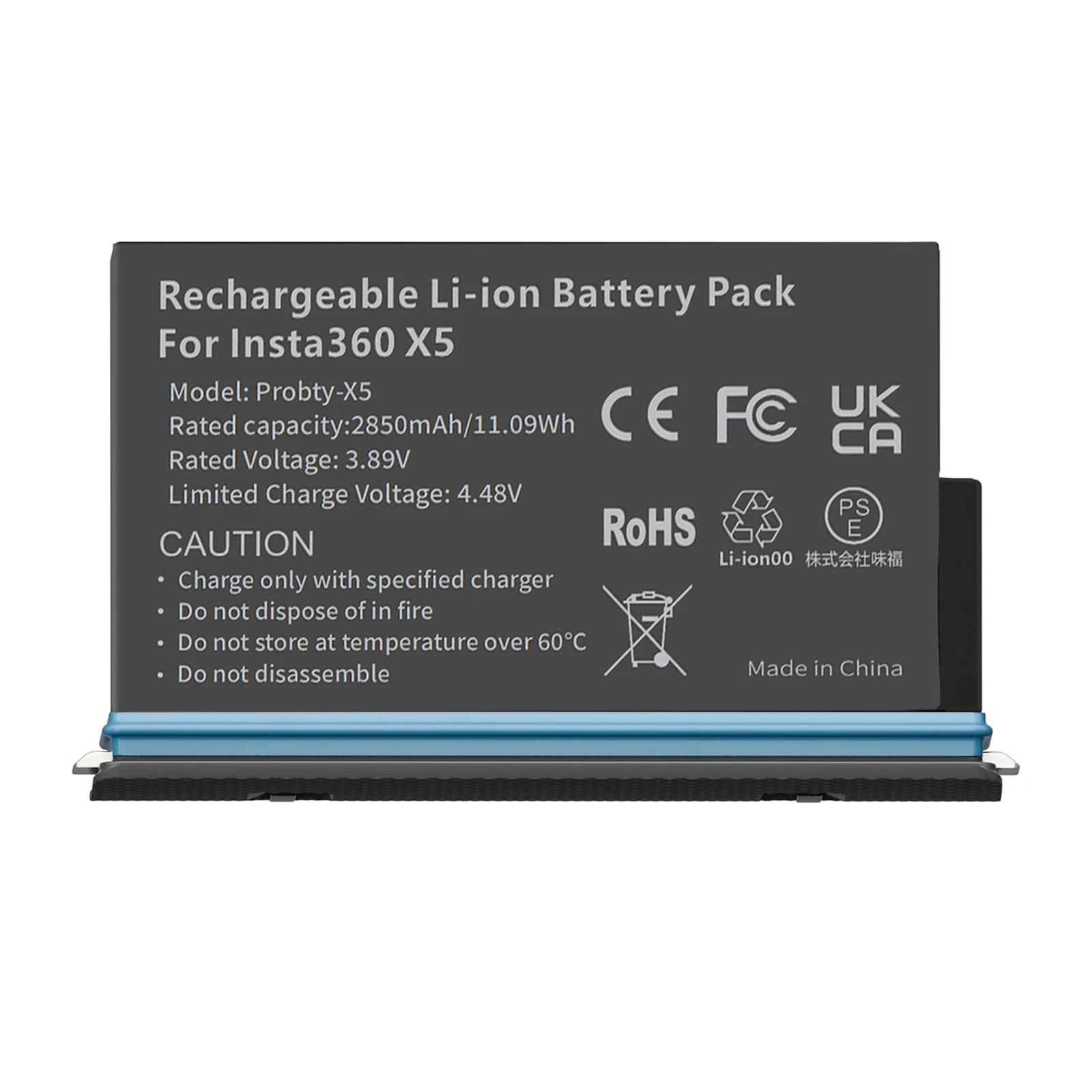 2850mAh סוללת החלפה עבור Insta360 X5 / תיבת מטען מהירה עבור מצלמת הפעולה Insta 360 X5 אביזרים