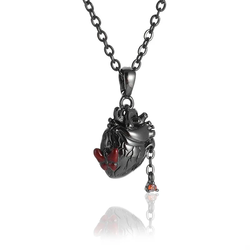 2 Collane Gotiche A Cuore - Stile Punk Rock Per Uomini E Donne | Nero E Argento - Foto 2