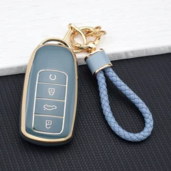 Deluxe TPU Car Key Fob Case Cover with Key Chain (Grey Set A)