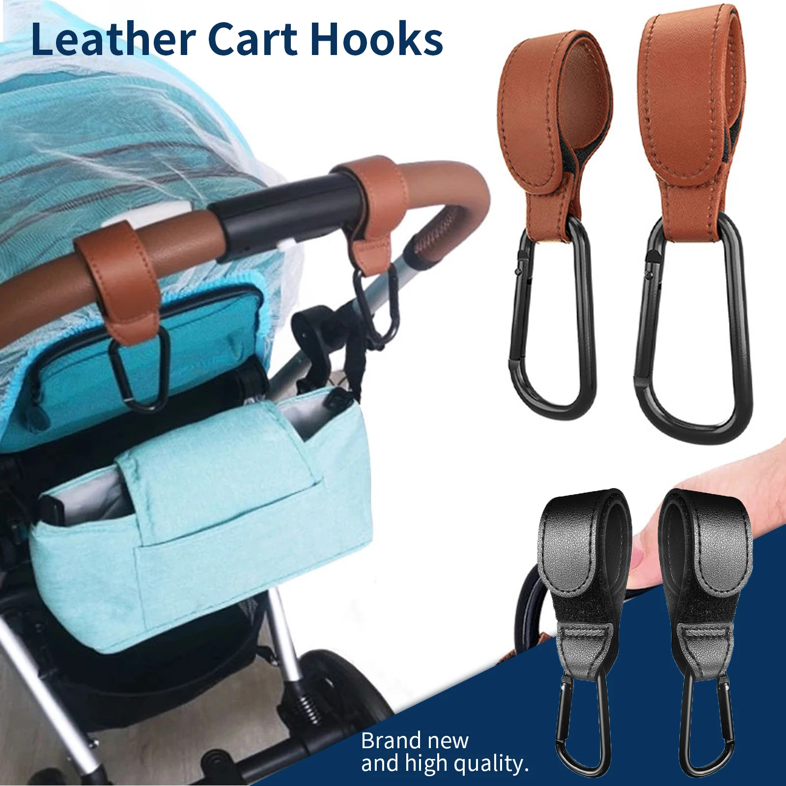 PU Leather Baby Bag Stroller Hook 1/2pcs Pram Adjustable 360 Degree Rotatable Cart Organizer Pram Hook Crochet Stroller Accessor