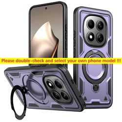 Enhanced Shockproof Armor Phone Case with 360° Rotating Magnetic Stand Holder - Redmi Note 13 5G (Purple)