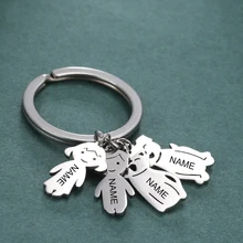 

Personalized Boy Girl Dog Cat Keychain Custom Name Child Original Family Kid Stainless Steel Key Chain Gift Man Women Jewelry