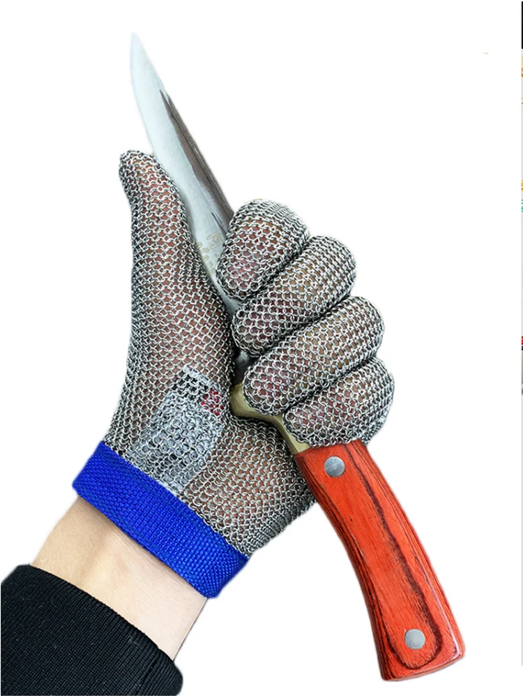 Comprar Guantes de acero inoxidable anticortes, guantes protectores de mano  resistentes a los cortes, malla metálica para carne, para carnicero,  cuchillo de alambre, a prueba de puñaladas, 1 ud.