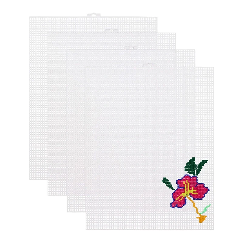 4PCS 7 Count Plastic Mesh Canvas Sheets, Eye Mesh For Embroidery, Acrylic Yarn Crafting, Knit Crochet Projects