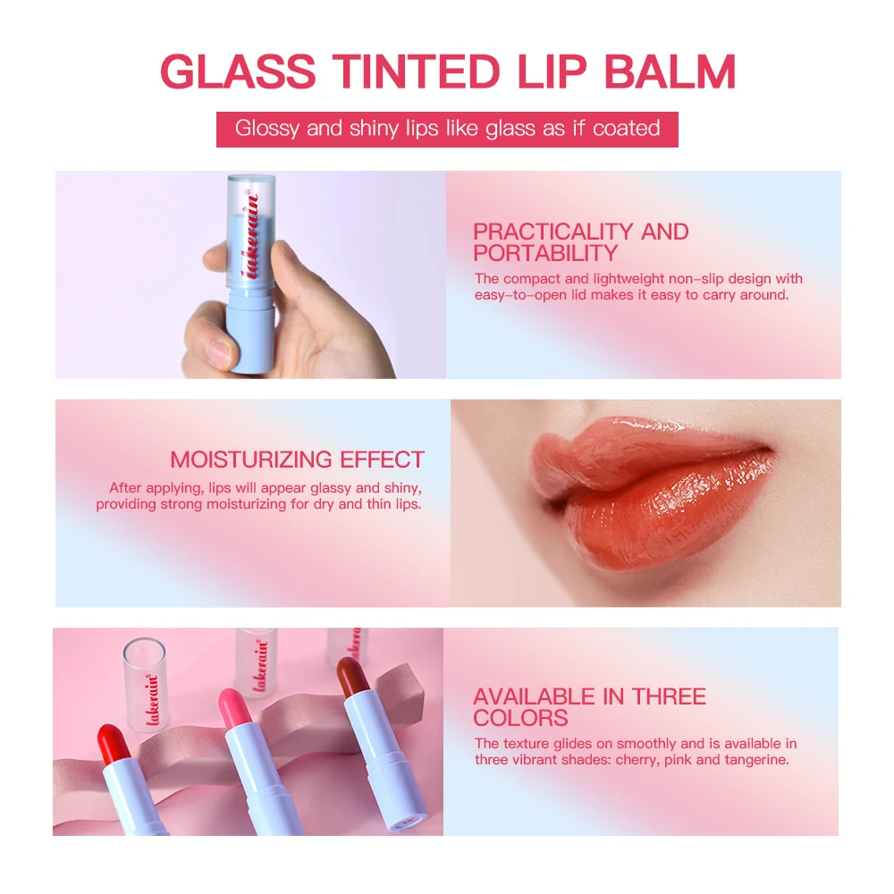 Glass Tinted Lip Balm Light Cherry Red Orange Glow Moisturizing Vegetarian Lip Balm With Bright Clear Color Korea Lip Cosmetics 3