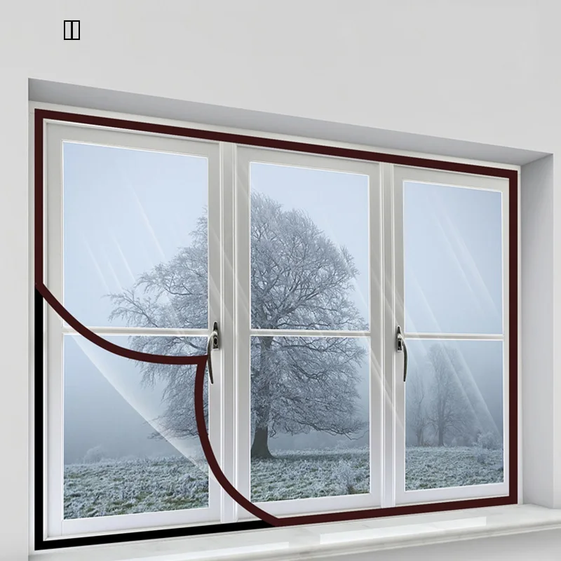 DIY Winter Insulation Window Film Self-Adhesive Indoor Bedroom Curtains Wind-Proof Soft Glass Film Curtains For Living Room