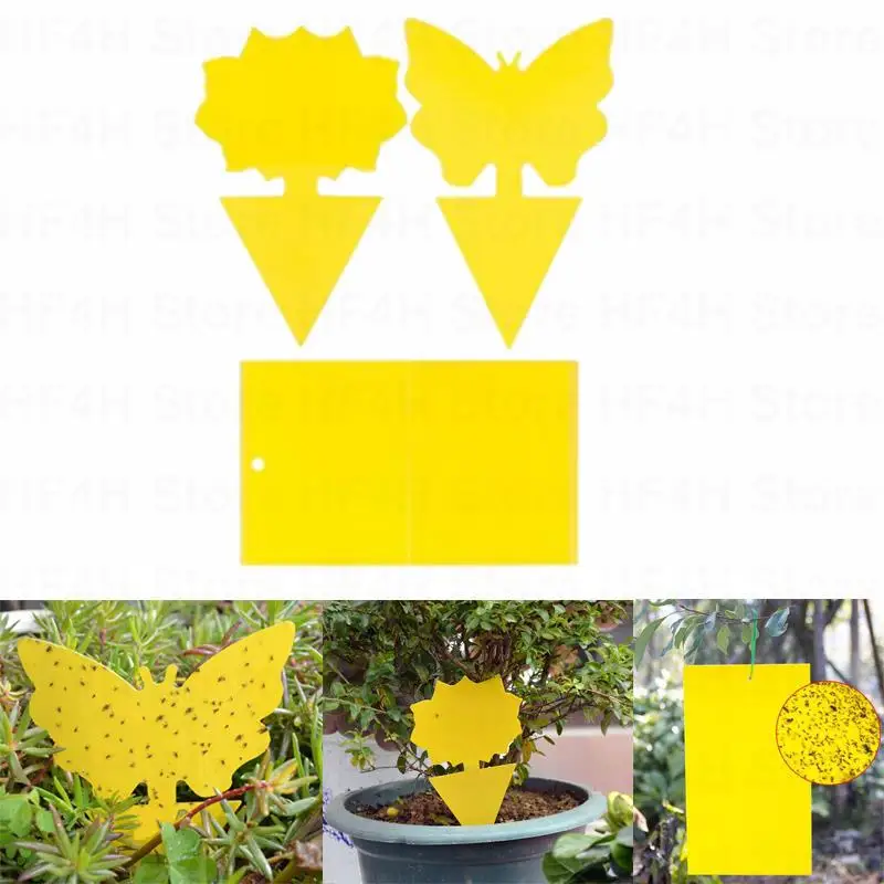 Bifacciale Appiccicoso Giallo Farfalla Bordo Pianta Fiori Verdure Mosquito Mosche Trappola Bordo Insetto Adesivo B4