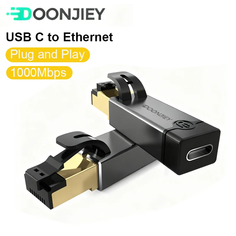 High-Speed USB-C to Ethernet Network Adapter - 1000Mbps RJ45 Connection for Laptops and Smartphones