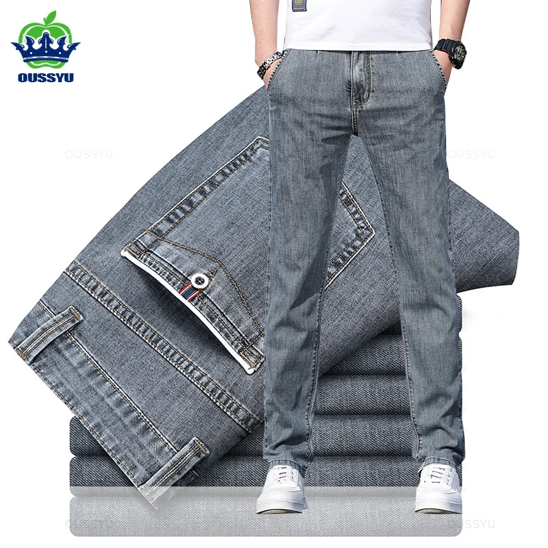 2023 Stretch Skinny Jeans Men Fashion Casual Slim Fit Denim Designer Elastic Pants Grey Brand Trousers Male Large size 38 40