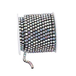 Colorful Crystal Rhinestone Trim Chain - SS18 - 4.4mm (Gun Black Crystal AB)