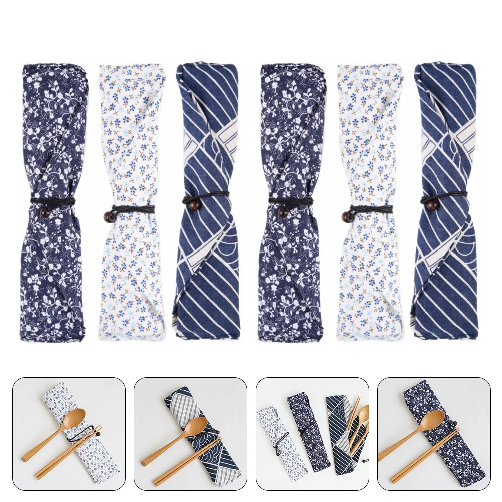 

Japanese Cutlery Bag Outdoor Utensil Pouch Wear-resistant Chopstick Case Multi-function Serving Utensils
