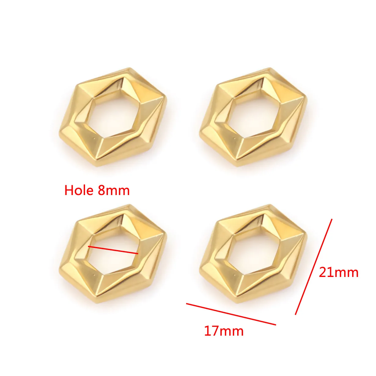 Stainless Steel Love Five-pointed Star Big Hole Hexagonal Separator Bead Titanium Steel DIY Jewelry Necklace 5