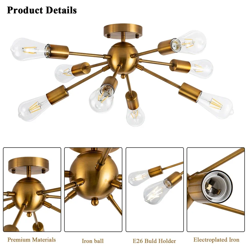 Modern Sputnik Ceiling Chandelier Satellite Hanging Lamp Lustre Light Fixture 6 8 10 Iron Spider Home Living Dining Room Decor led chandelier ceiling chandelier