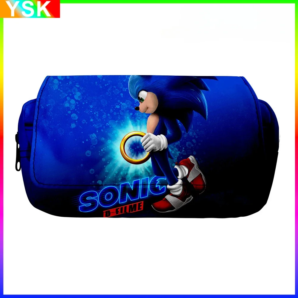 3D New SONIC Cartoon Sonic Cross-border Double-layer Pencil Bag Pencil Case Primary and Secondary School Student Stationery Box